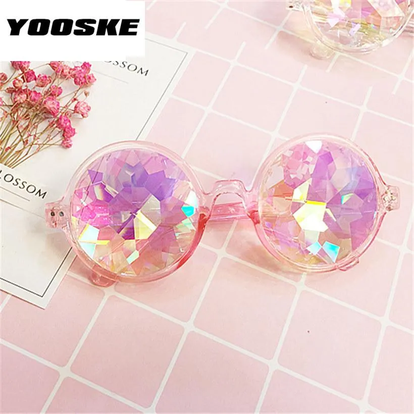 YOOSKE Sunglasses Retro Round Kaleidoscope Sunglasses Men Women Designer Kaleidoscope Glasses Cosplay goggles