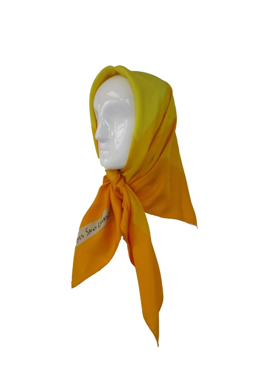 YSL Yellow Radiant Square Burst Silk Scarf